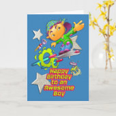 Carte Joyeux Anniversaire Awesome Boy Skateboard Boy & A (Fleur jaune)