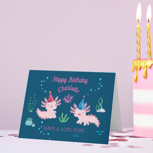 Carte Joyeux anniversaire axolotl mignon
