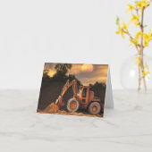 Carte Joyeux Anniversaire Backhoe (Fleur jaune)