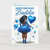 Carte Joyeux Anniversaire Baddie Sparkling Blue Glam (Dos)