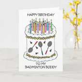Carte Joyeux anniversaire Badminton Buddy (Fleur jaune)