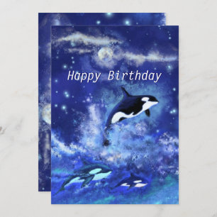 Carte Joyeux anniversaire - Baleines tueuses en Pleine l