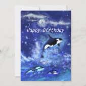 Carte Joyeux anniversaire - Baleines tueuses en Pleine l (Devant)