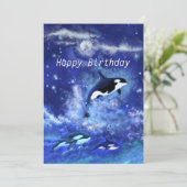 Carte Joyeux anniversaire - Baleines tueuses en Pleine l (Debout devant)