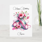 Carte Joyeux Anniversaire Ballet et coloriage Page Fille (Devant)