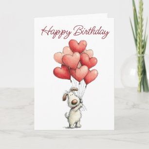 Carte Joyeux Anniversaire Ballons Chien Mignon