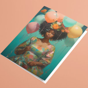 Carte Joyeux Anniversaire Ballons de Femmes Afro-América