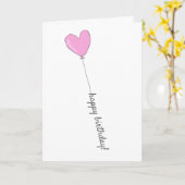 Carte Joyeux Anniversaire - Ballons en forme de coeur ro (Fleur jaune)