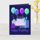 Carte Joyeux anniversaire ! | Ballons, présentoirs et gâ (Fleur jaune)