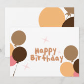 Carte Joyeux Anniversaire Ballons Rétro (Devant / Derrière)