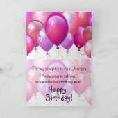 Carte Joyeux anniversaire Ballons roses FILLE EN DROIT (Intérieur)