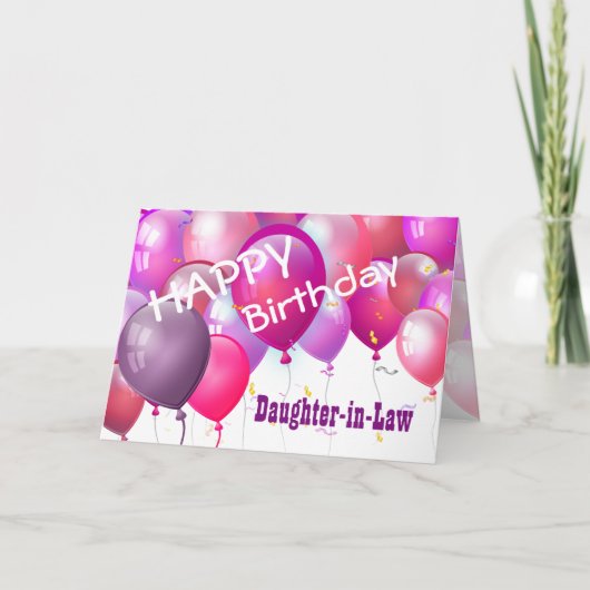 Carte Joyeux anniversaire Ballons roses FILLE EN DROIT (Devant)