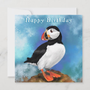 Carte Joyeux anniversaire - Beau oiseau de Puffin Atlant