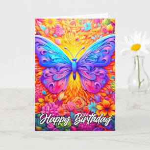 Carte Joyeux anniversaire   Beau Papillon Artistique