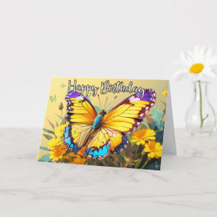 Carte Joyeux anniversaire Beau papillon printanier