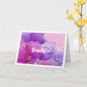 Carte Joyeux Anniversaire, Beau. Peinture à fleurs (Fleur jaune)