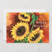 Carte Joyeux Anniversaire - Beau Trois Tournesols - (Devant)