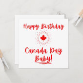 Carte Joyeux Anniversaire Bébé Fête du Canada (Devant/Arrière en situation)