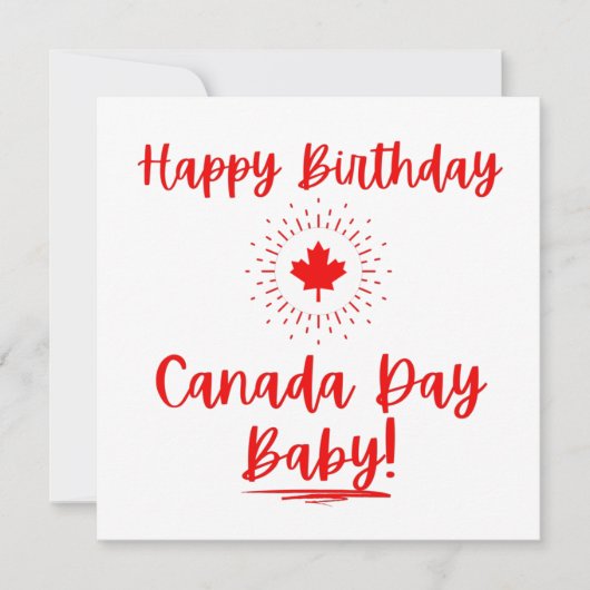 Carte Joyeux Anniversaire Bébé Fête du Canada (Devant)