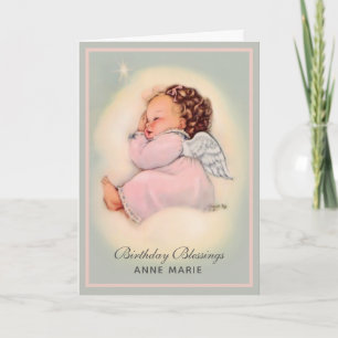 Carte Joyeux Anniversaire Bébé fille Angel Religieux