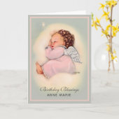 Carte Joyeux Anniversaire Bébé fille Angel Religieux (Fleur jaune)