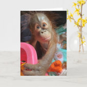 Carte Joyeux Anniversaire Bébé mignon Orangutan (Fleur jaune)