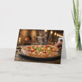 Carte Joyeux Anniversaire Bébé ! Pizza Chaude, Fromagée  (Devant)