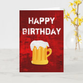 Carte Joyeux Anniversaire Beer Mug sur Grunge Red Abstra (Fleur jaune)