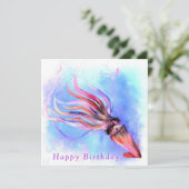 Carte Joyeux anniversaire - Belle baignade de calmar col (Debout devant)