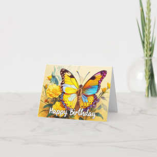 Carte Joyeux anniversaire belle conception papillon repo