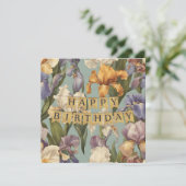 Carte Joyeux Anniversaire Belle Fleur d'Iris (Debout devant)