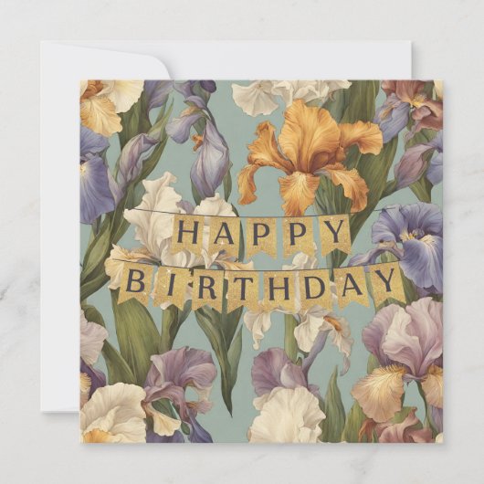 Carte Joyeux Anniversaire Belle Fleur d'Iris (Devant)