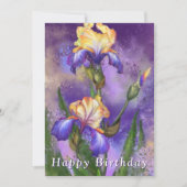 Carte Joyeux Anniversaire - Belle Fleur Iris (Devant)