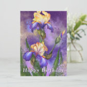 Carte Joyeux Anniversaire - Belle Fleur Iris (Debout devant)