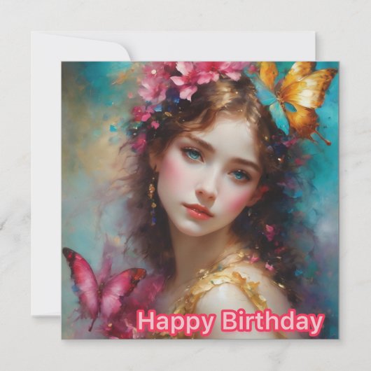 Carte JOYEUX ANNIVERSAIRE ~ Belle jeune femme ~ (Devant)