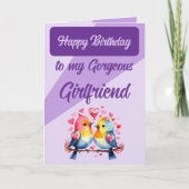 Carte Joyeux anniversaire belle petite amie oiseaux viol (Devant)