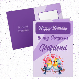 Carte Joyeux anniversaire belle petite amie oiseaux viol