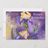 Carte Joyeux Anniversaire - Belles Fleurs Iris (Devant)