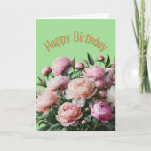 Carte Joyeux Anniversaire Belles Pivoines (Devant)