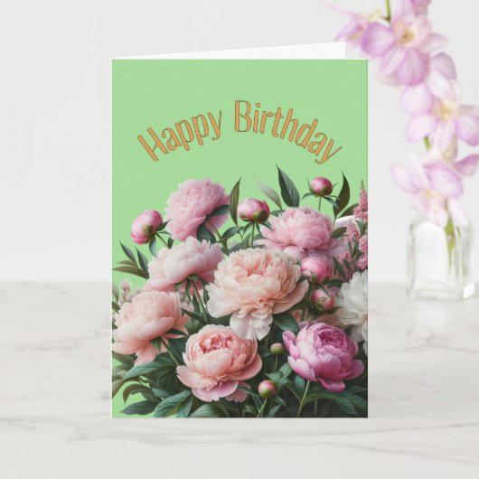 Carte Joyeux Anniversaire Belles Pivoines (Orchidée)