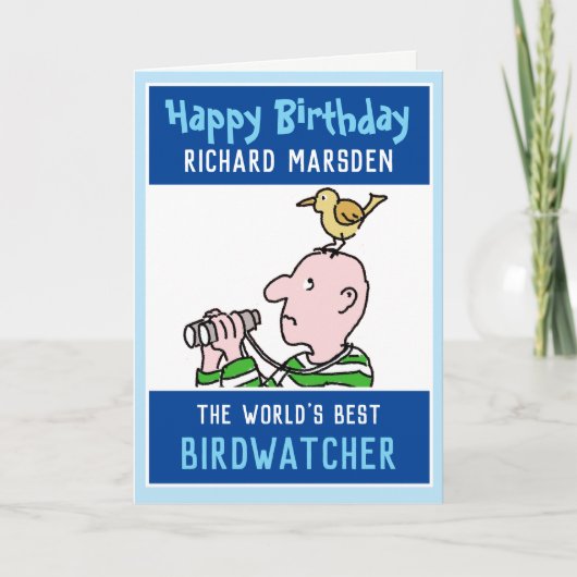 Carte Joyeux anniversaire Birdwatcher ou Birder (Devant)