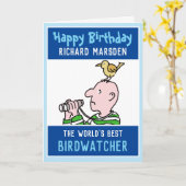 Carte Joyeux anniversaire Birdwatcher ou Birder (Fleur jaune)