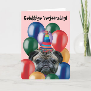 Carte Joyeux anniversaire birthday pug greeting card