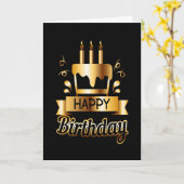 Carte Joyeux anniversaire - Black & Gold 2 (Fleur jaune)