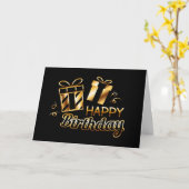 Carte Joyeux anniversaire - Black & Gold 4 (Fleur jaune)