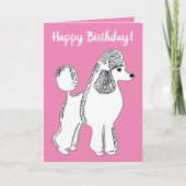 Carte Joyeux anniversaire ! Blanc Standard Poodle rose (Devant)