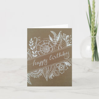 Carte Joyeux anniversaire Blanc sur fleur Brown design b