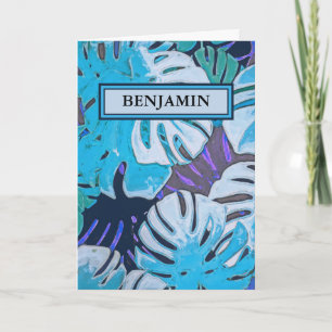 Carte Joyeux Anniversaire Bleu Aquarelle Botanique Perso