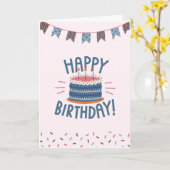 Carte Joyeux Anniversaire Bleu Bleu Beau Bleu Bleu Bleu  (Fleur jaune)