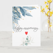 Carte Joyeux anniversaire bleu floral (Fleur jaune)